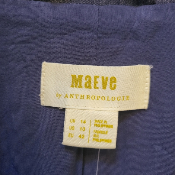 Anthropology MauveNavy double breasted button blazer welt pockets Size 10 - Picture 10 of 16